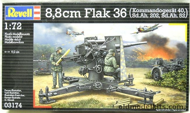 Revell 1/72 8.8cm Flak 36 (88mm) With 202 Trailer / Fire Director 40 And Special Trailer 52, 03174 plastic model kit
